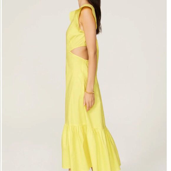 Marissa Webb Collective cotton open back dress chartruese size 4 - Picture 2 of 9